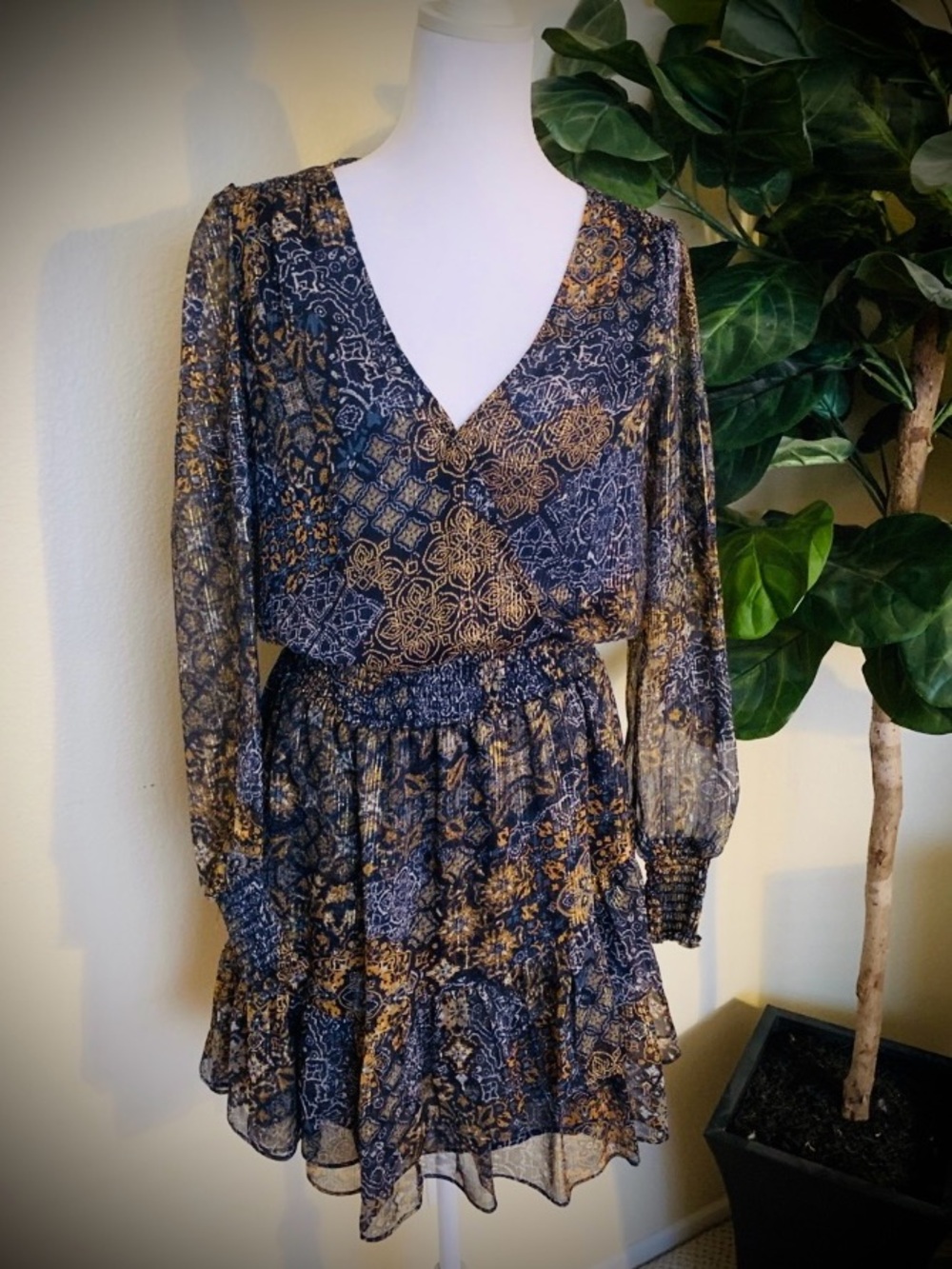 Michael Kors Navy Sheer Top